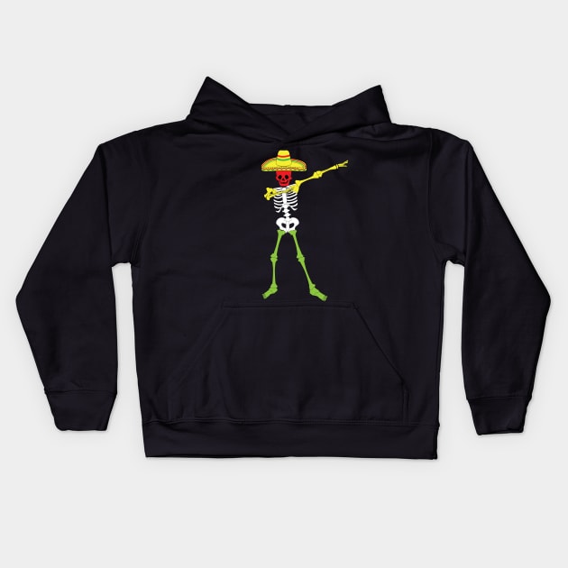 Dabbing Cinco De Mayo Shirt - Dabbing Skeleton Men Women Kids Hoodie by amitsurti